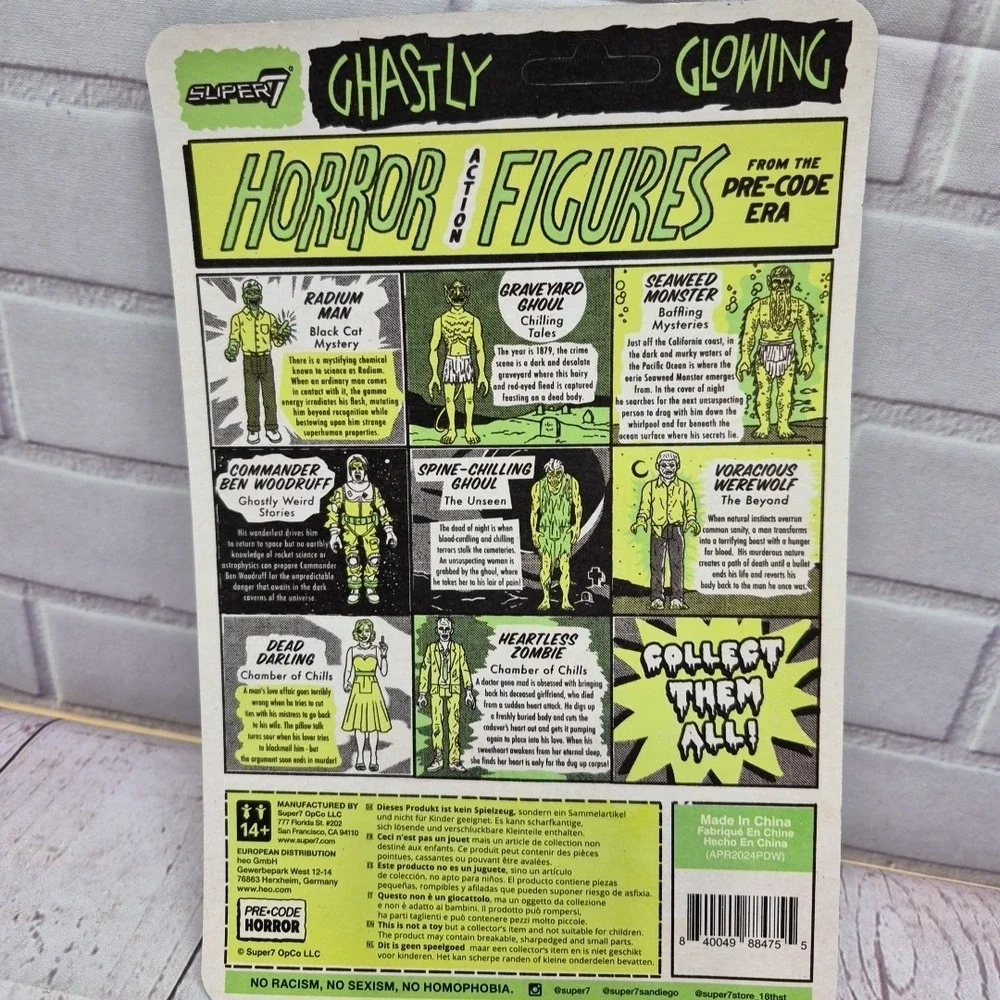 Super7 Pre-Code Horror Reaction Figure Wave 4 Glow In The Dark Heartless Zombie